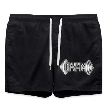 Typographie d’haltères pour les amateurs de fitness et de gym - Short de bain - noir - Devant - AI Model Male 185 light (185cm)