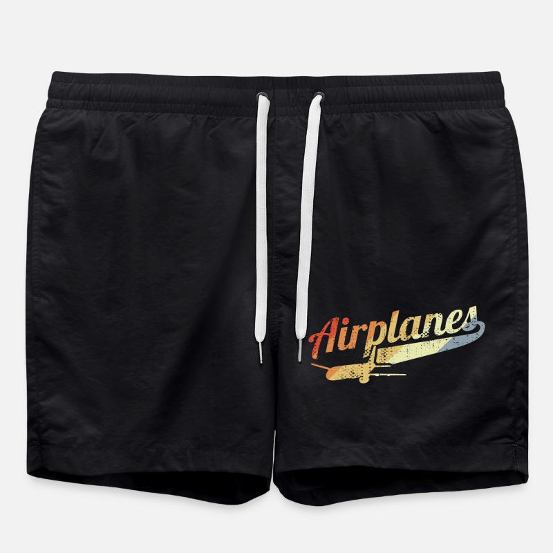 Retro Flugzeuge - Badeshorts - Schwarz
