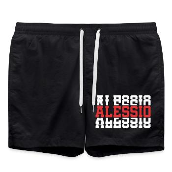 Alessio T-Shirt T-Shirt gestapelter Text Geschenkidee - Badeshorts - Schwarz - Vorne - AI Model Male 185 light (185cm)