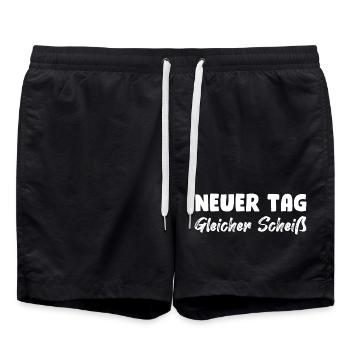 Neuer Tag, gleicher Scheiß - Badeshorts - Schwarz - Vorne - AI Model Male 185 light (185cm)