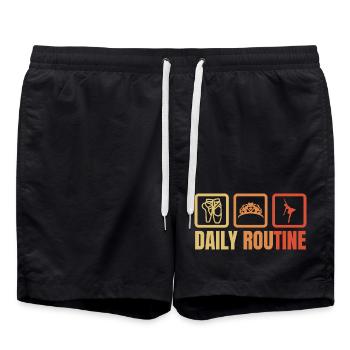 Ballett Tagesablauf - Badeshorts - Schwarz - Vorne - AI Model Male 185 light (185cm)