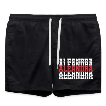 t-shirt Aleandra t-shirt gift stacked text - Swim Trunks - black - Front - AI Model Male 185 light (185cm)
