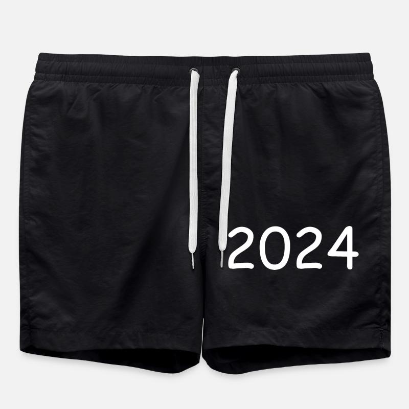 2024 year white - Swim Trunks - black