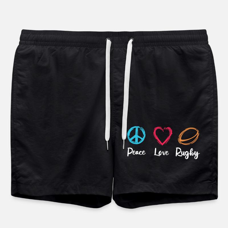Peace Love Rugby - Swim Trunks - black