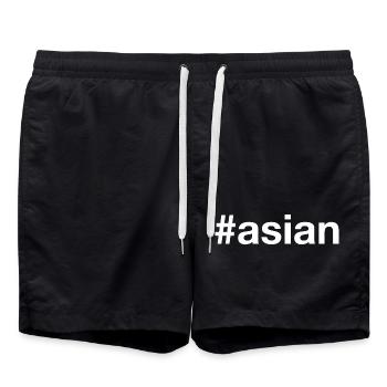 ASIAN Asia Hashtag - Swim Trunks - black - Front - AI Model Male 185 light (185cm)