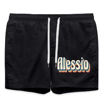 Alessio Retro Vintage T-Shirt T-Shirt Geschenk - Badeshorts - Schwarz - Vorne - AI Model Male 185 light (185cm)