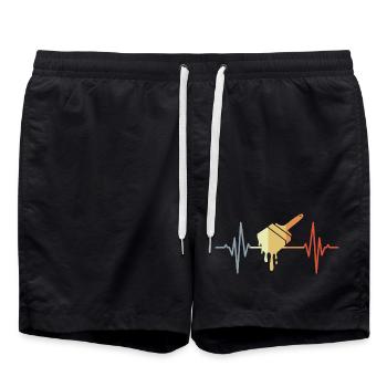 Lackierpinsel Herzschlag - Badeshorts - Schwarz - Vorne - AI Model Male 185 light (185cm)