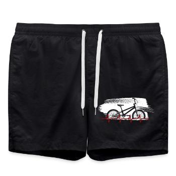 Bike Heartbeat Line Art - Swim Trunks - black - Front - AI Model Male 185 light (185cm)