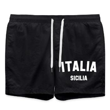 SICILIA Sizilien Italia Italien - Badeshorts - Schwarz - Vorne - AI Model Male 185 light (185cm)