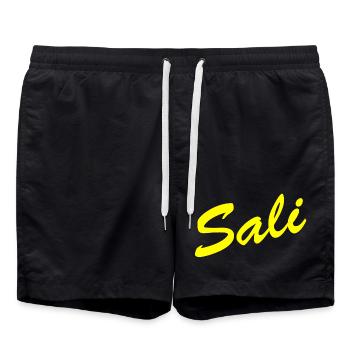 Sali zäme! - Badeshorts - Schwarz - Vorne - AI Model Male 185 light (185cm)