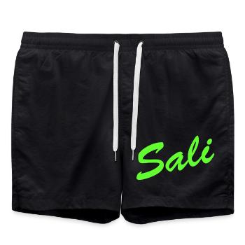 Sali zäme! - Badeshorts - Schwarz - Vorne - AI Model Male 185 light (185cm)
