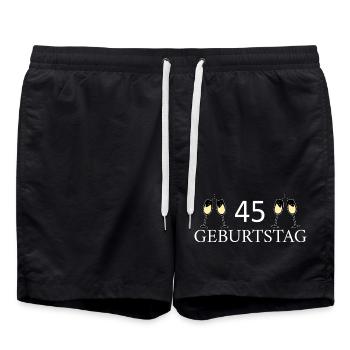 45.Geburtstag 45 Jahre - Badeshorts - Schwarz - Vorne - AI Model Male 185 light (185cm)