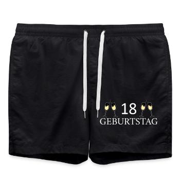 18th birthday 18 years of legal age Birthday 18 - Swim Trunks - black - Front - AI Model Male 185 light (185cm)