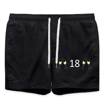 18e anniversaire 18 ans 18 Numéro 18 Blanc - Short de bain - noir - Devant - AI Model Male 185 light (185cm)