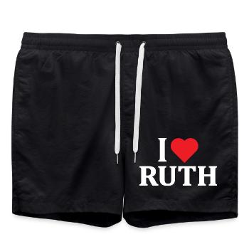 T-Shirt I love Ruth T-Shirt Geschenkidee - Badeshorts - Schwarz - Vorne - AI Model Male 185 light (185cm)