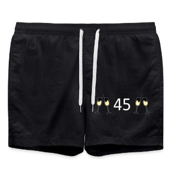 45.Geburtstag 45 Jahre Jubiläum 45 Zahl 45 weiß - Badeshorts - Schwarz - Vorne - AI Model Male 185 light (185cm)