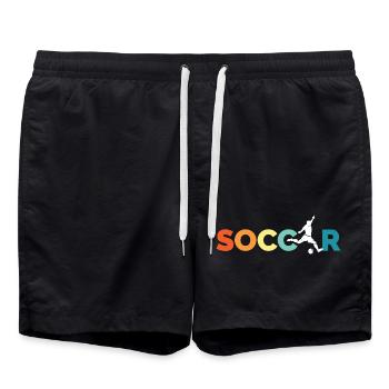 retro soccer team logo team vintage icon - Swim Trunks - black - Front - AI Model Male 185 light (185cm)