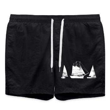 Segelboot - Badeshorts - Schwarz - Vorne - AI Model Male 185 light (185cm)