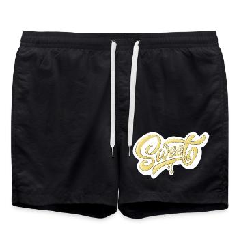 Conception de typographie Sweet Script - Short de bain - noir - Devant - AI Model Male 185 light (185cm)