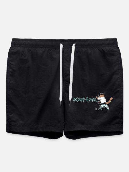 Cat Graffiti Dogs Suck - Swim Trunks - black
