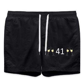 41.Geburtstag 41 Jahre Jubiläum 41 Jahre Zahl 41 - Badeshorts - Schwarz - Vorne - AI Model Male 185 light (185cm)