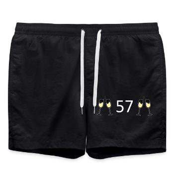 57th Birthday 57 Years Jubilee 57 Number 57 - Swim Trunks - black - Front - AI Model Male 185 light (185cm)
