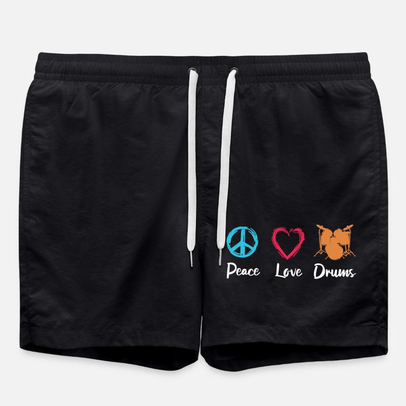 Frieden Liebe Schlagzeug - Badeshorts - Schwarz