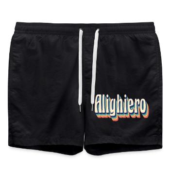 vintage rétro Alighiero t-shirt t-shirt cadeau - Short de bain - noir - Devant - AI Model Male 185 light (185cm)