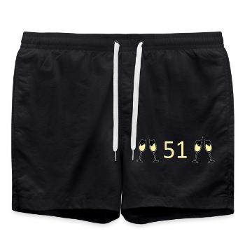 51.Geburtstag 51 Jahre Jubiläum 51 Zahl 51 - Badeshorts - Schwarz - Vorne - AI Model Male 185 light (185cm)