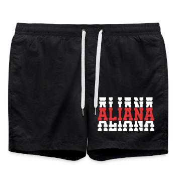 T-Shirt Aliana T-Shirt Geschenkidee gestapelter Text - Badeshorts - Schwarz - Vorne - AI Model Male 185 light (185cm)
