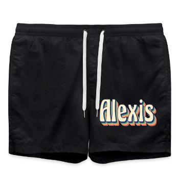 vintage retro Alexis t-shirt t-shirt gift idea - Swim Trunks - black - Front - AI Model Male 185 light (185cm)
