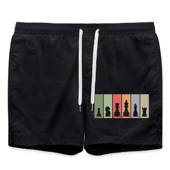 Pièces d’échecs rétro joueur d’échecs club logo de l’équipe - Short de bain - noir - Devant - AI Model Male 185 light (185cm)