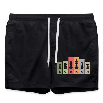 pièces d’échecs rétro joueur d’échecs couleurs vintage - Short de bain - noir - Devant - AI Model Male 185 light (185cm)