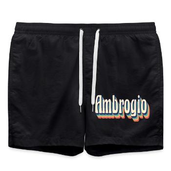 Ambrogio t-shirt retro vintage t-shirt gift - Swim Trunks - black - Front - AI Model Male 185 light (185cm)