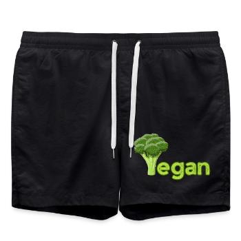 Vibrant Vegan Broccoli Logo - Swim Trunks - black - Front - AI Model Male 185 light (185cm)
