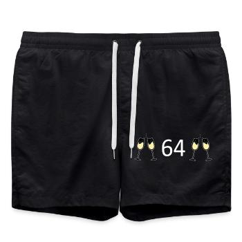 64th Birthday 64 Years Jubilee 64 Number 64 white - Swim Trunks - black - Front - AI Model Male 185 light (185cm)