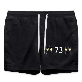 73.Geburtstag 73 Jahre Jubiläum 73 Zahl 73 schwarz - Badeshorts - Schwarz - Vorne - AI Model Male 185 light (185cm)