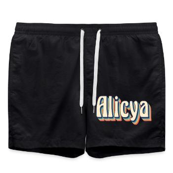 Alicya t-shirt rétro vintage t-shirt idée cadeau - Short de bain - noir - Devant - AI Model Male 185 light (185cm)