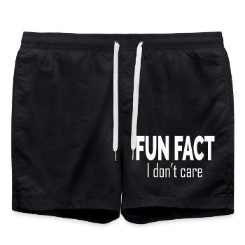 Fun Fact I Don't Care Funny Quote - Swim Trunks - black - Front - AI Model Male 185 light (185cm)