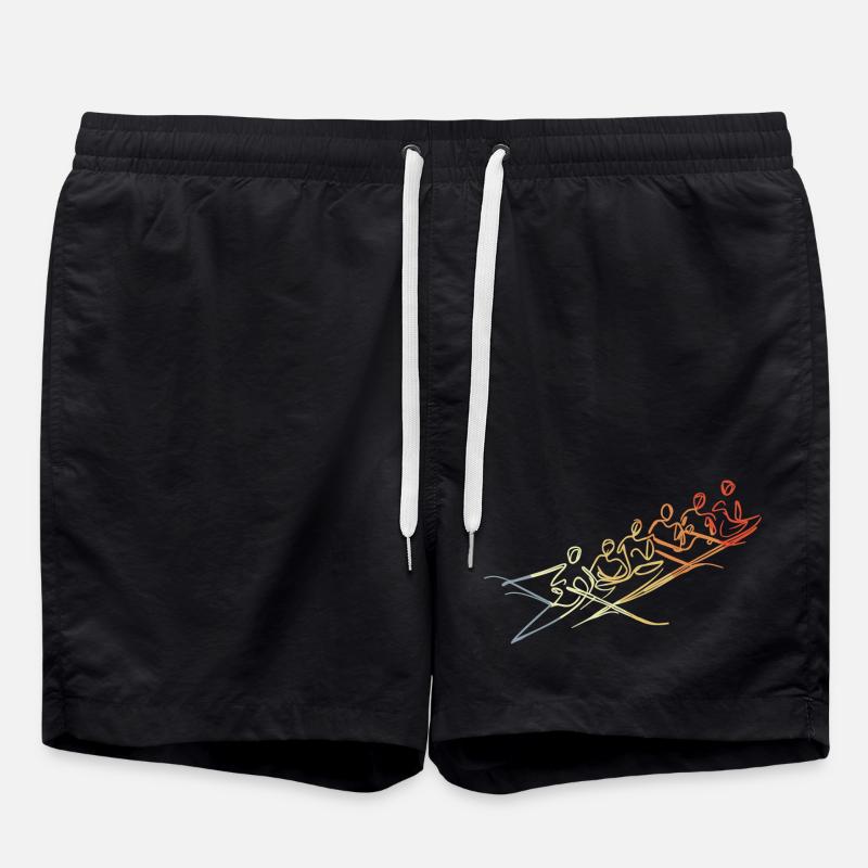 Rowing Team Drawing - Swim Trunks - black