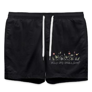 wiesenblume wild und ungezähmt wildblume frühling - Badeshorts - Schwarz - Vorne - AI Model Male 185 light (185cm)