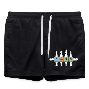 Chess retro figures periodic table funny icon - Swim Trunks - black - Front - AI Model Male 185 light (185cm)