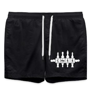 retro figures periodic table funny graphic icon - Swim Trunks - black - Front - AI Model Male 185 light (185cm)