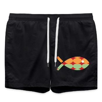 FISCH. APRILSCHERZ. FEIERTAG. SOMMER. HUMOR - Badeshorts - Schwarz - Vorne - AI Model Male 185 light (185cm)