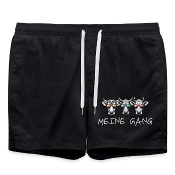 meine gang kühe bauernhof tiere landleben rinder - Badeshorts - Schwarz - Vorne - AI Model Male 185 light (185cm)