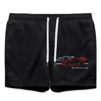 Slotracing 2 cars side blue red - Badeshorts - Schwarz - Vorne - AI Model Male 185 light (185cm)