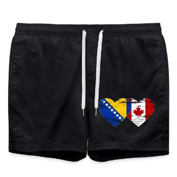 Bosnien Kanada Flagge Herz used - Badeshorts - Schwarz - Vorne - AI Model Male 185 light (185cm)