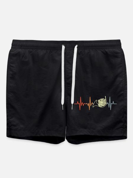 Waldhorn Herzlinie Retro - Badeshorts - Schwarz