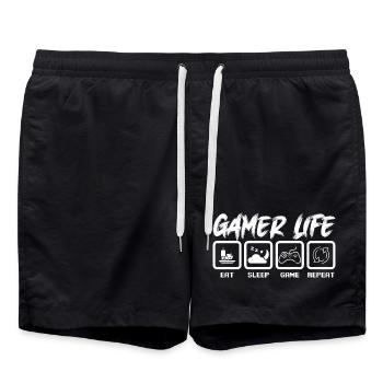 Gamer Leben Emblem T-Shirt - Badeshorts - Schwarz - Vorne - AI Model Male 185 light (185cm)