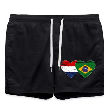 Hollande Brésil drapeau coeur utilisé - Short de bain - noir - Devant - AI Model Male 185 light (185cm)